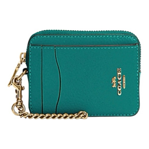 Coach Zip Card Case In Bright Jade - Picture 1 of 7